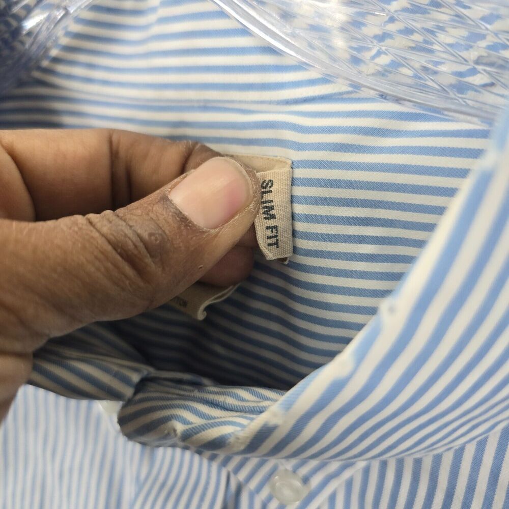 Duluth Trading Men’s Blue White  Striped Button Down Wrinkle Fighter Shirt 2XL - Picture 5 of 11
